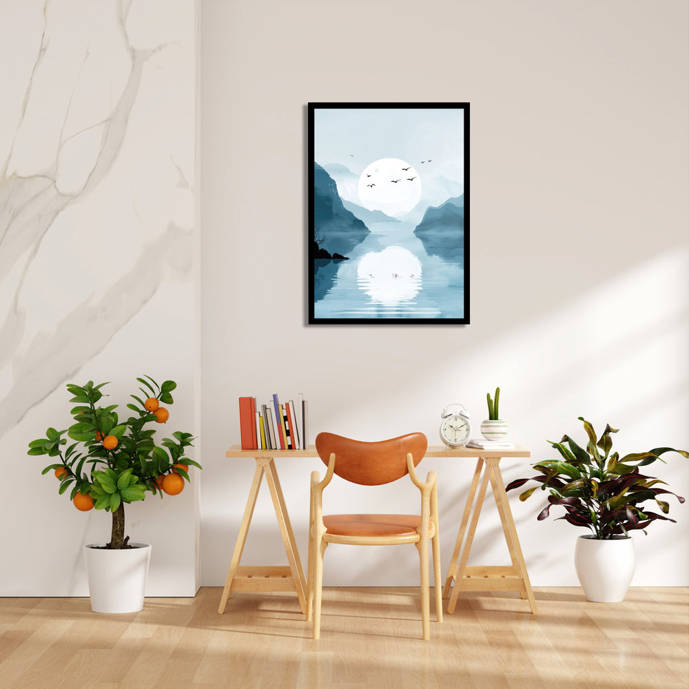 Silent Moonlake Mist – Landscape Modern Wall Art - Pillow Fights