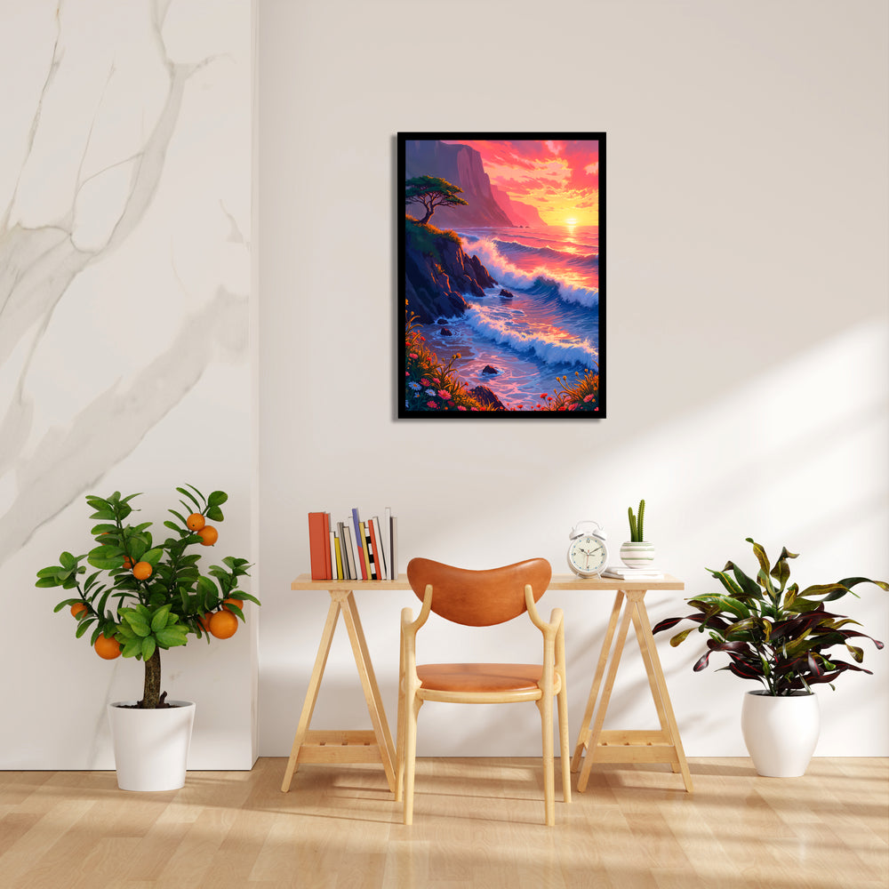 Crimson Tide Coastal Sunset - Landscape Modern Wall Art