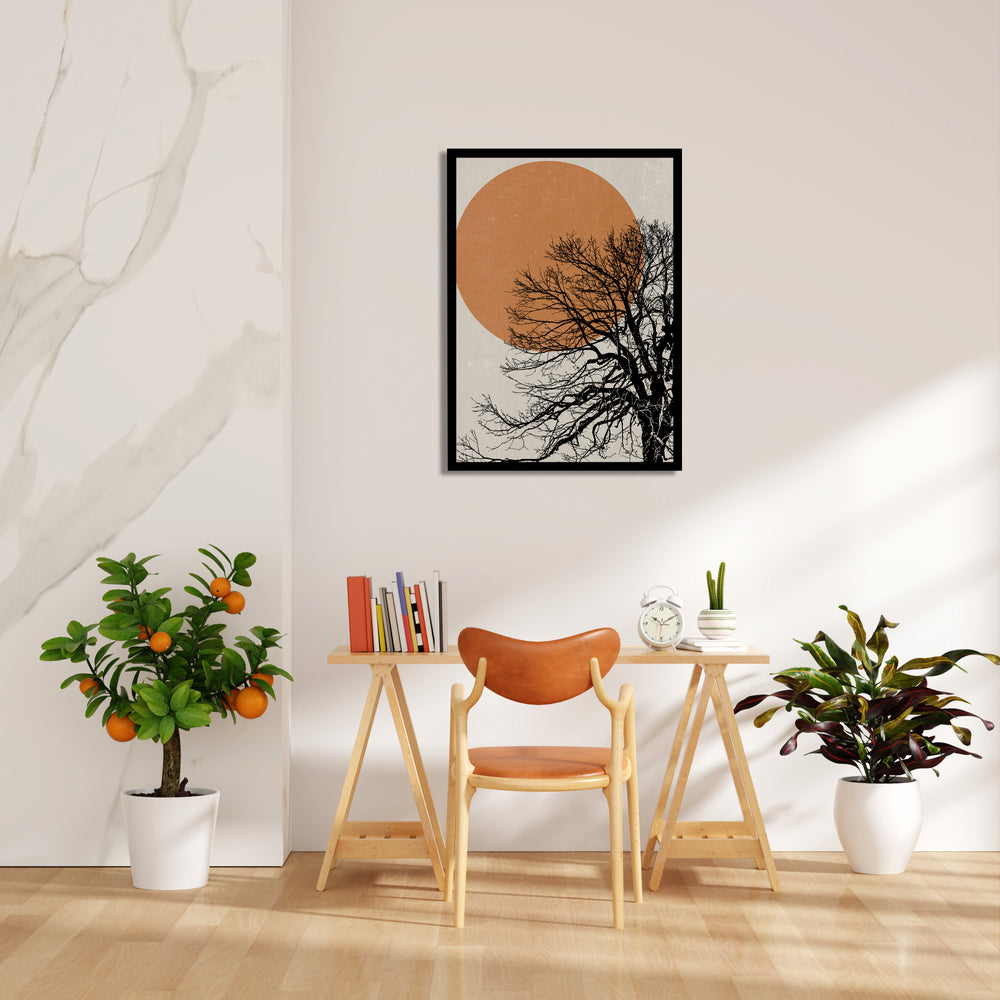 Amber Sun Bare Tree – Landscape Modern Wall Art