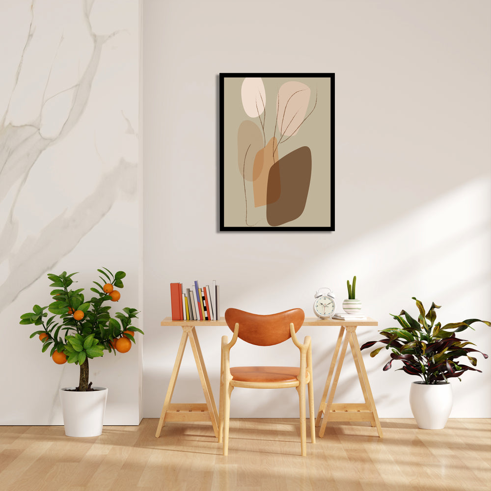 Boho Earthy Abstract Leaves – Boho Modern Wall Art