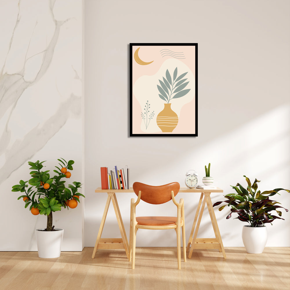 Boho Moonlight Botanical Vase - Boho Modern Wall Art