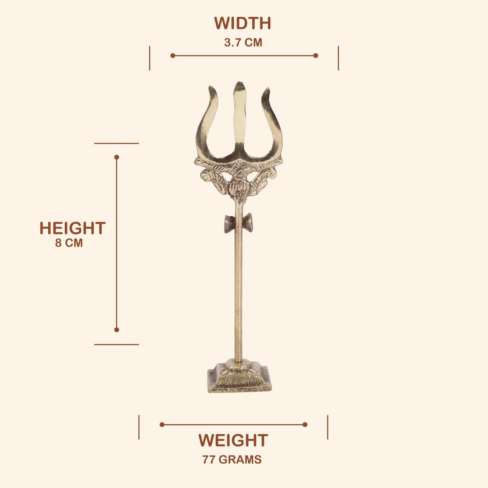 Sacred Brass Trishul (Trident) on Stand | For Puja, Protection & Navratri