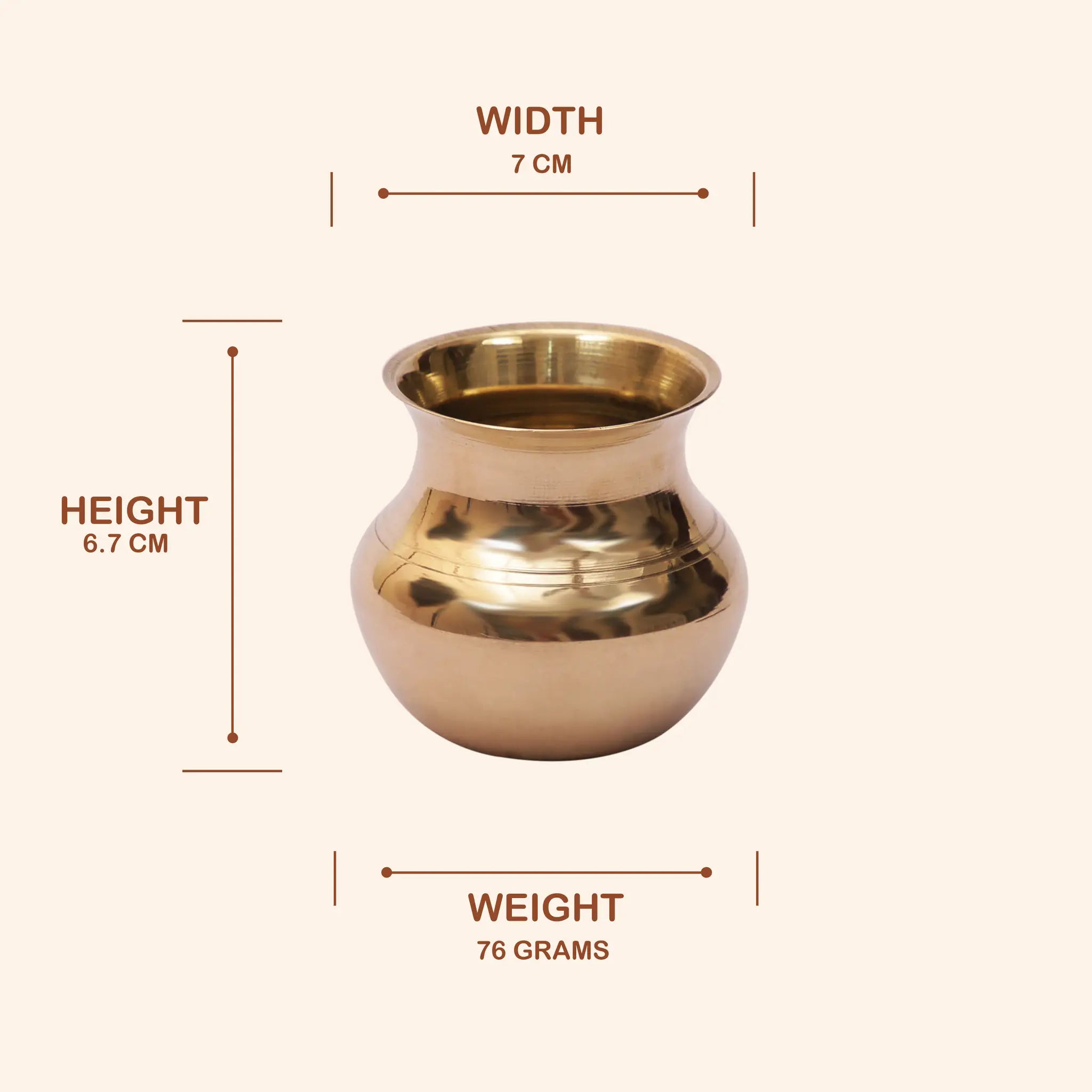 Classic Brass Puja Lota/Kalash ("Paragi") | Essential for Hindu Rituals