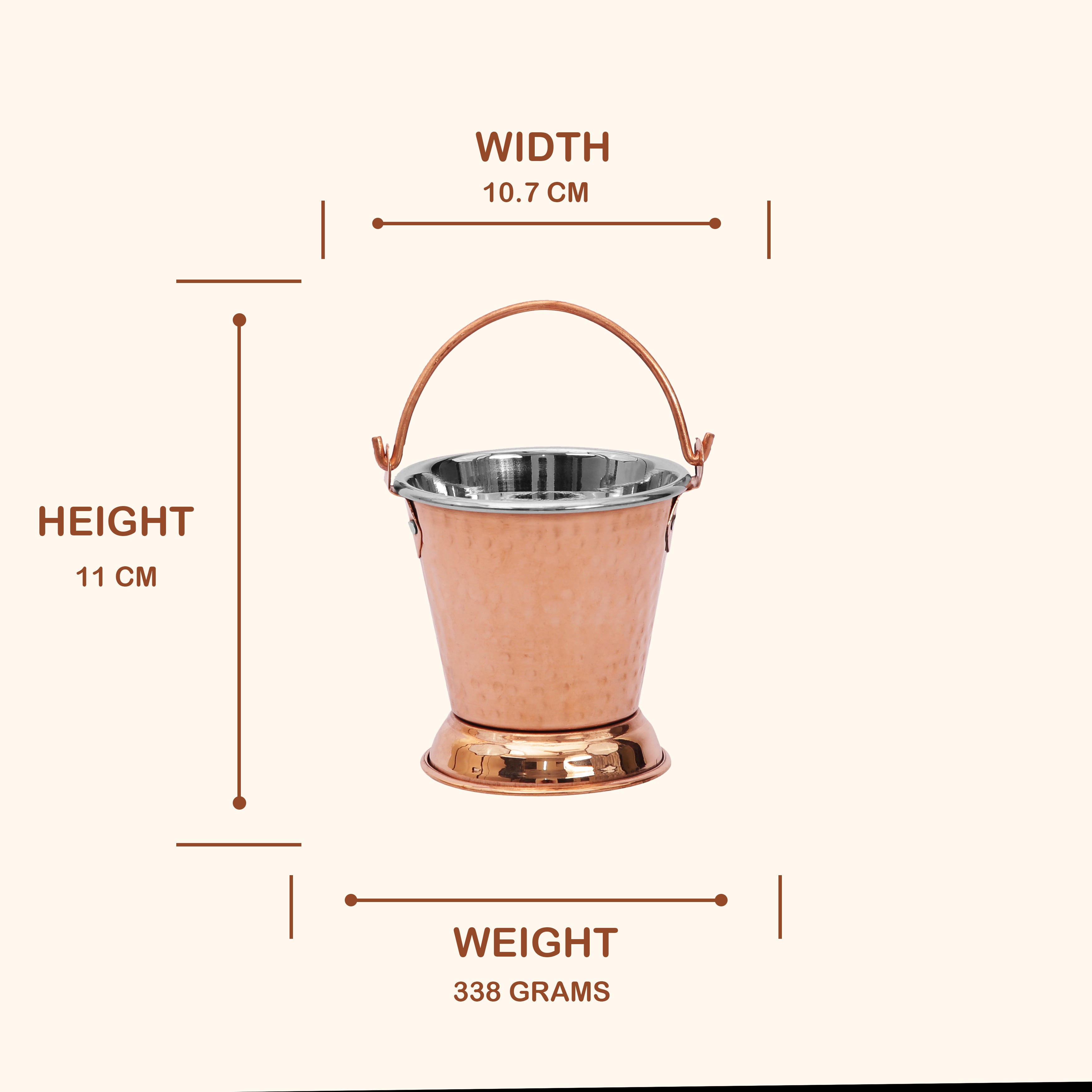 Traditional Steel & Copper Serving Bucket (Balti)