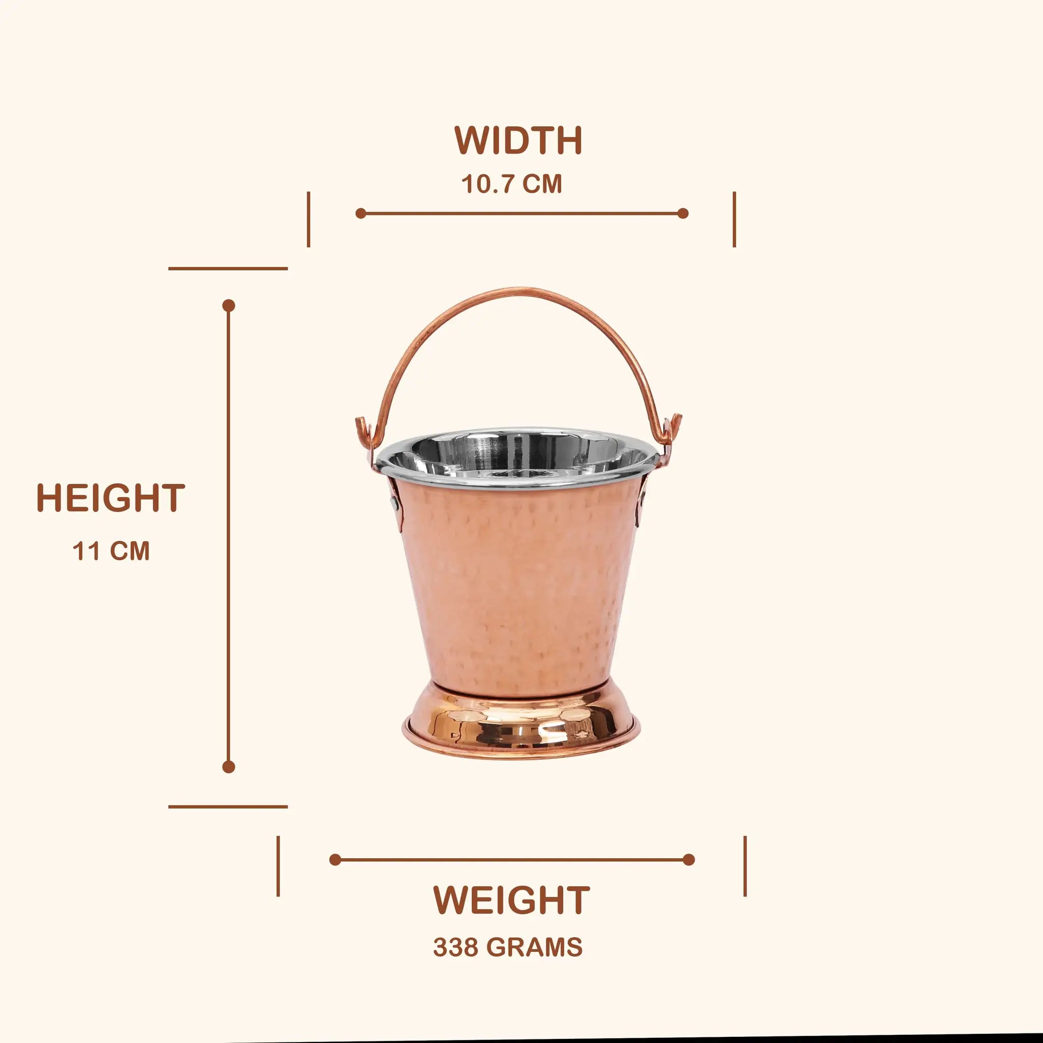 Traditional Steel & Copper Serving Bucket (Balti)