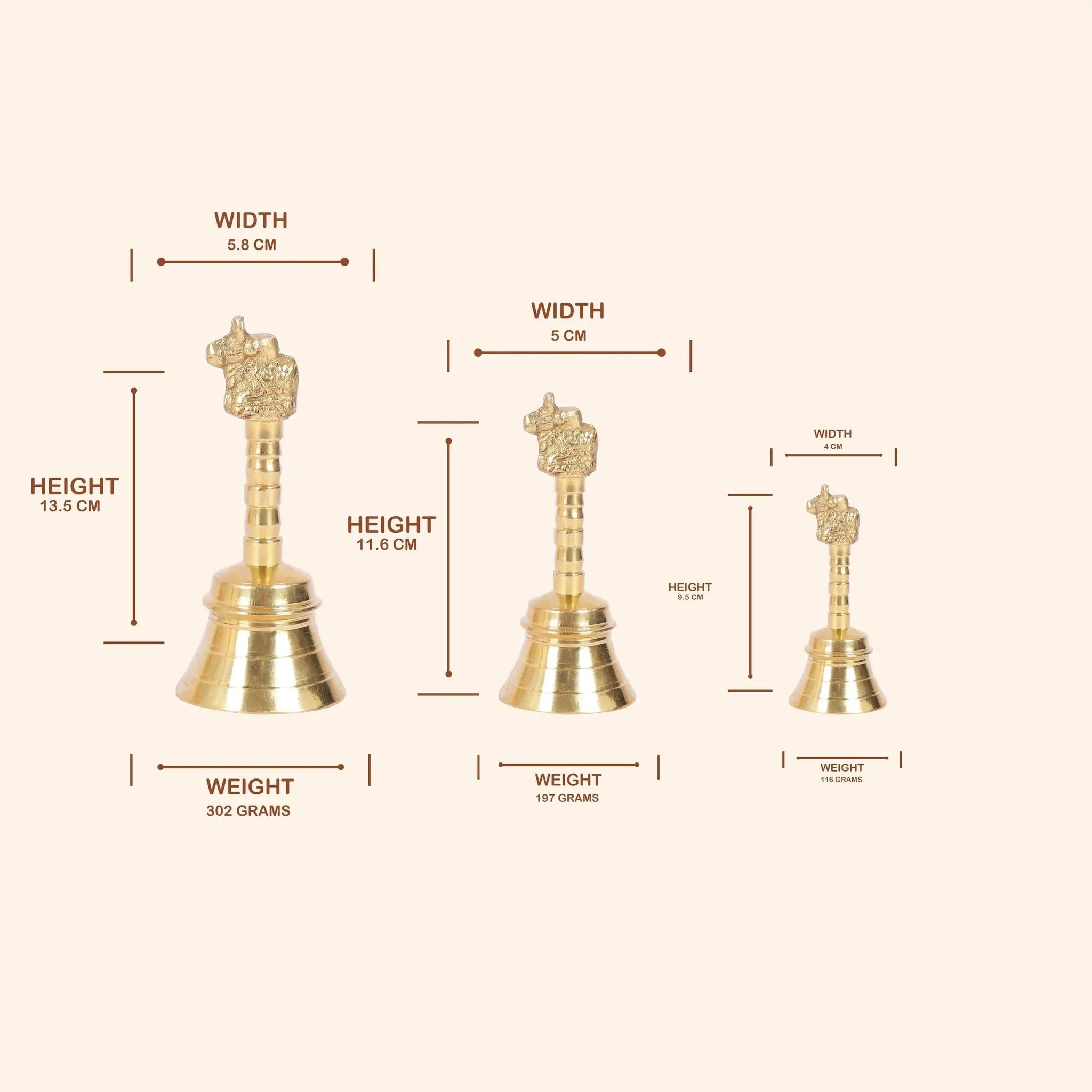 Traditional Brass Nandi Puja Bell (Ghanti) | Available in 3 Sizes