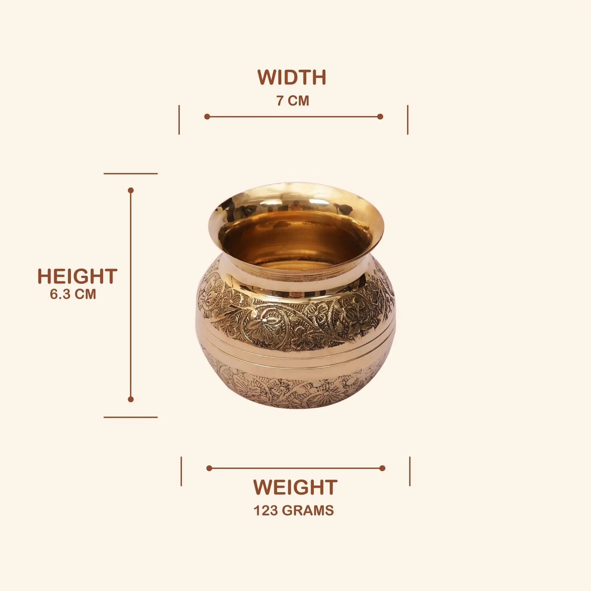 Ornate Brass Puja Lota/Kalash ("Lotus Brass")