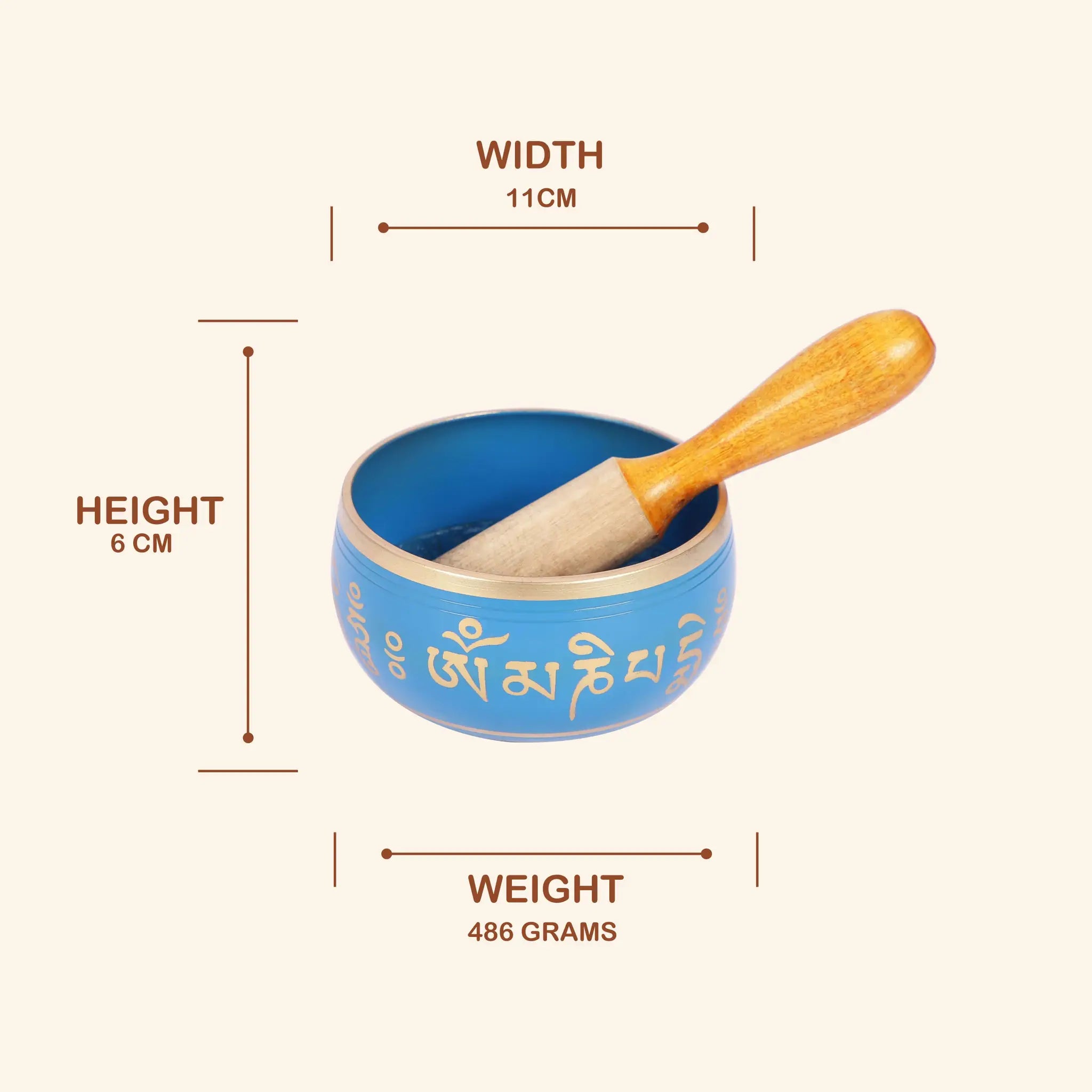 Tibetan Buddhist Blue Singing Bowl Set with Mallet | For Meditation & Sound Healing