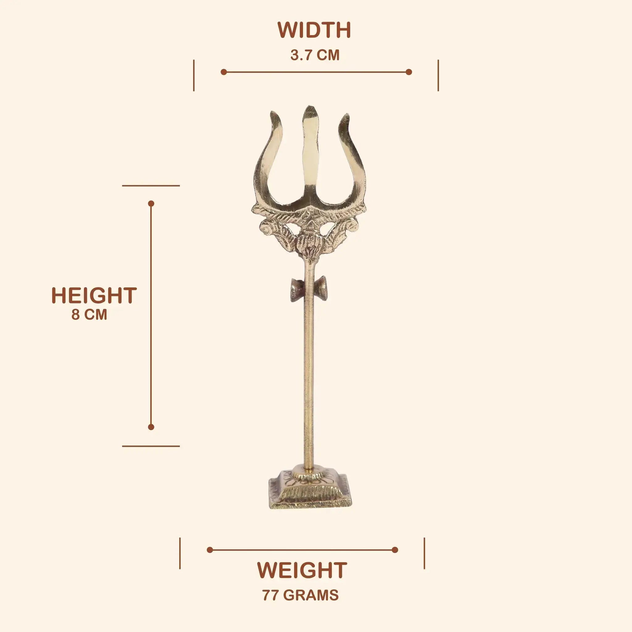Sacred Brass Trishul (Trident) on Stand | For Puja, Protection & Navratri