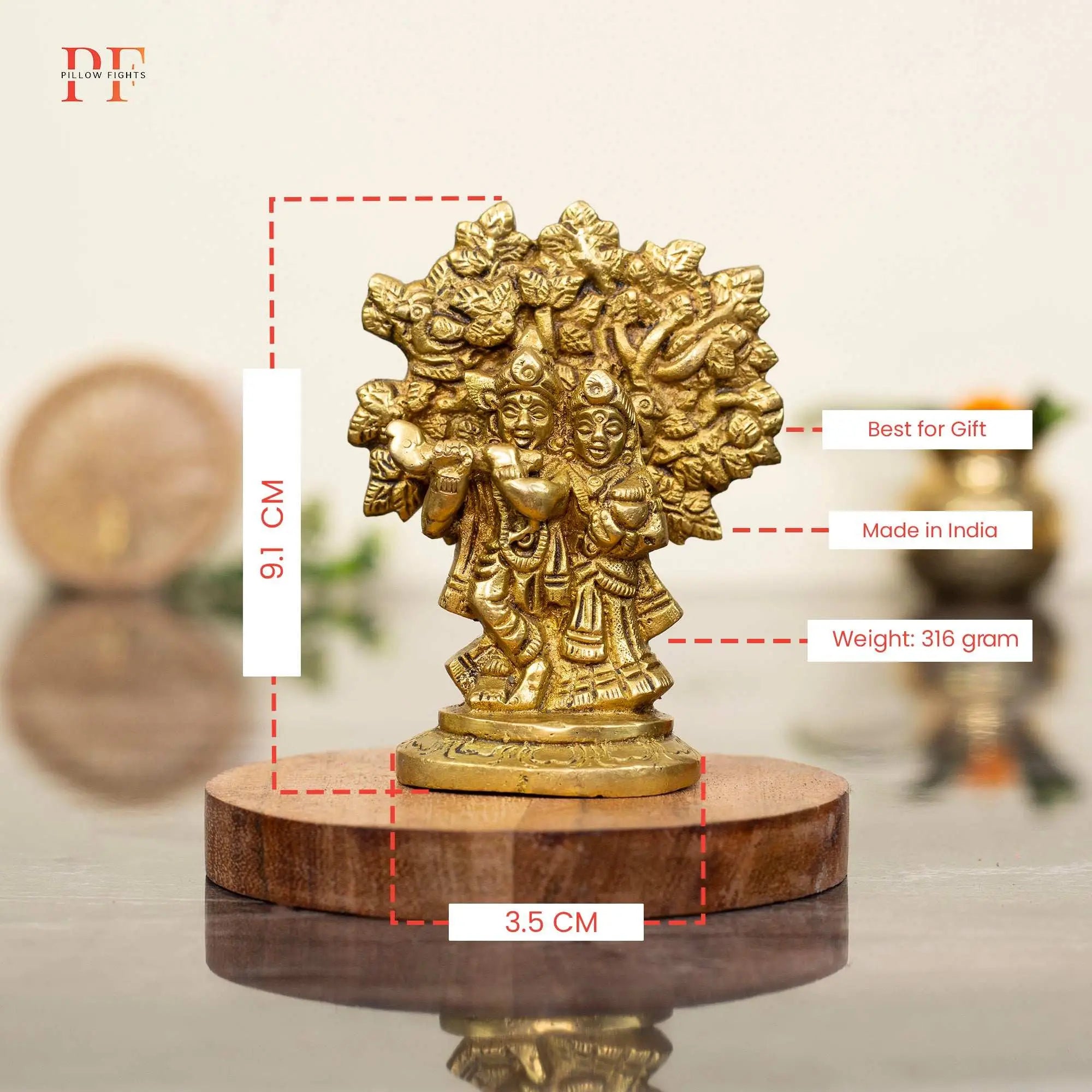 Enchanting Brass Radha Krishna Under Wish-Fulfilling Tree | Symbol of Harmony