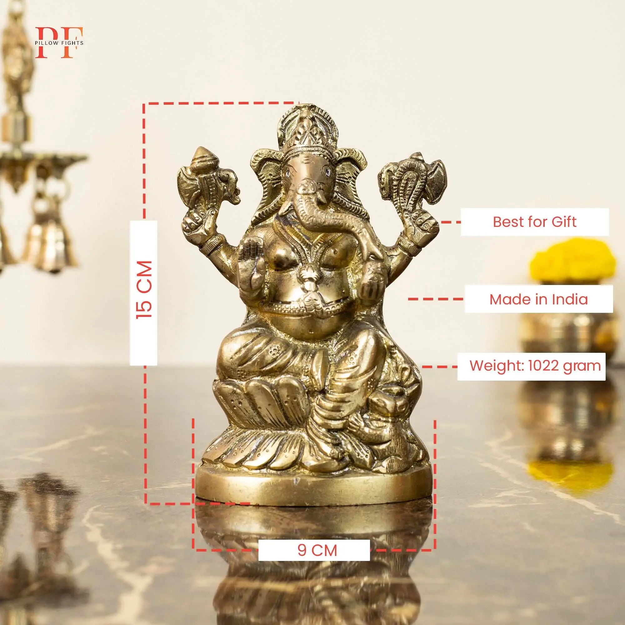 Handcrafted Brass Ganesha Idol on Lotus Base