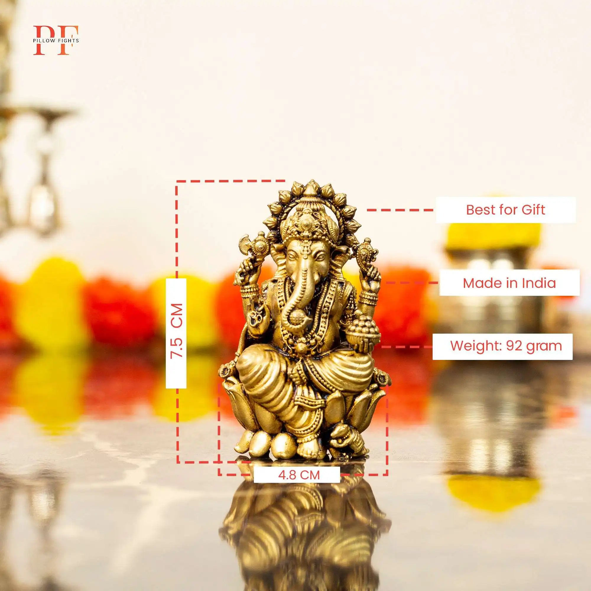 Intricately Detailed Brass Ganesha Idol