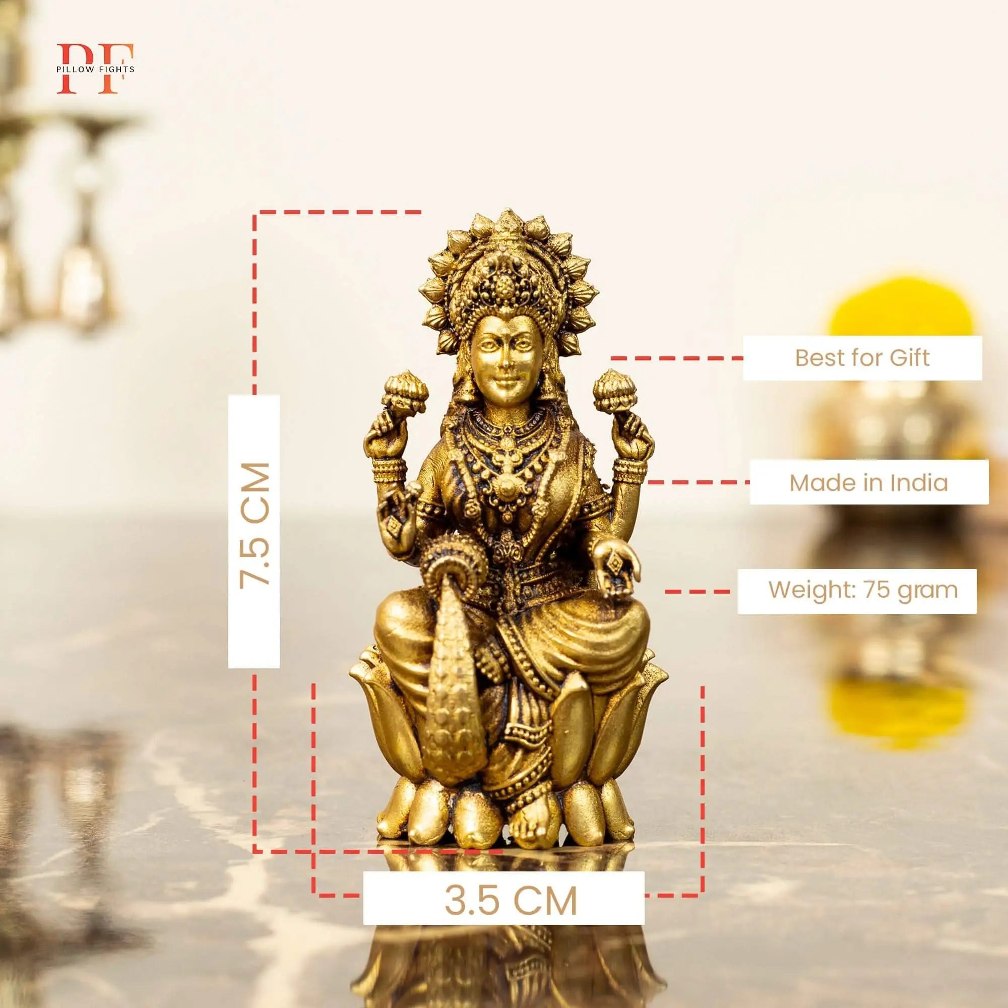 Petite Brass Goddess Lakshmi Idol