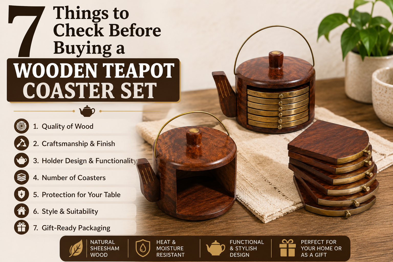 7 Things to Check Before Buying a Wooden Teapot Coaster Set