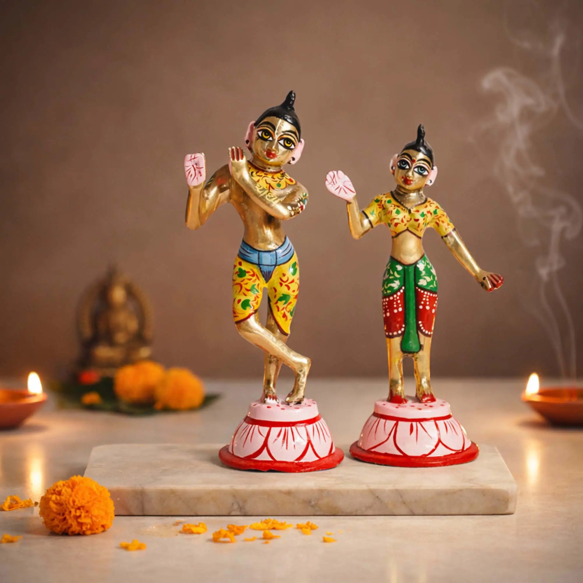Divine Radha Krishna Eternal Love Brass Combo