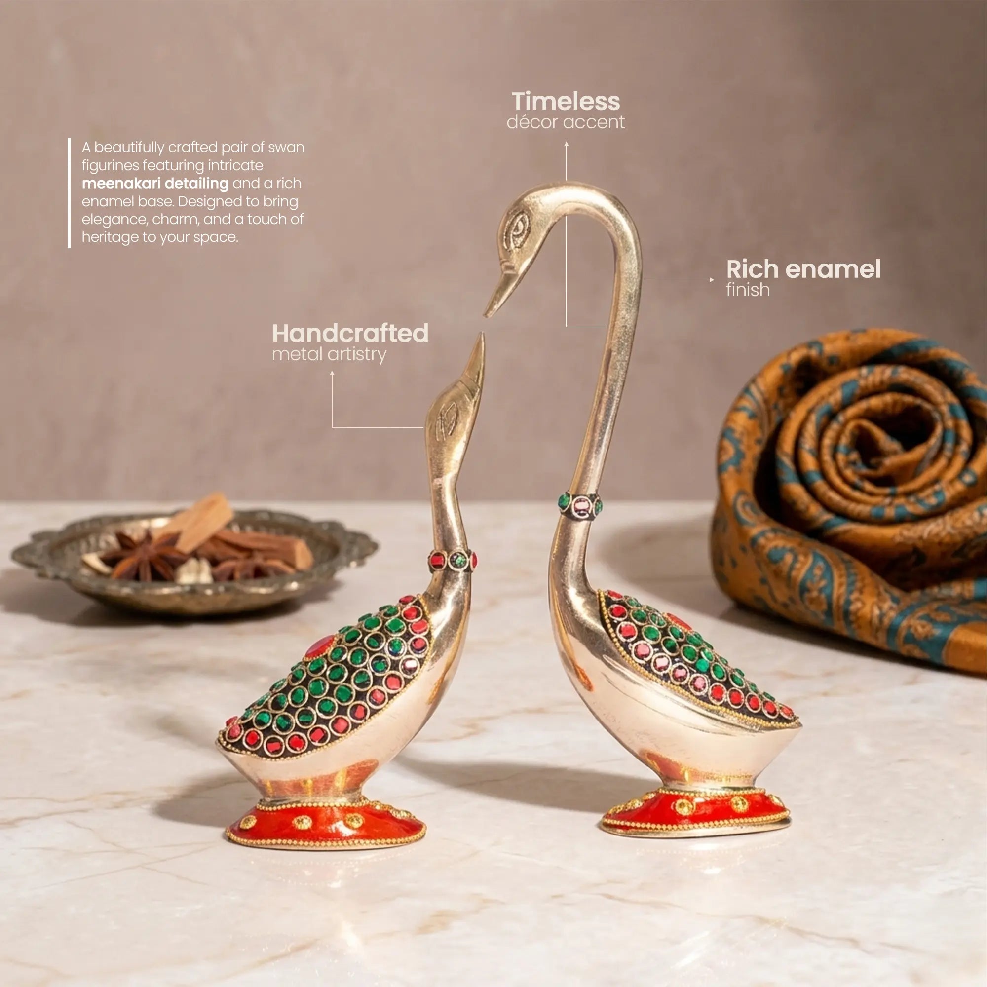 Antique Brass Swan & Duck Decorative Combo