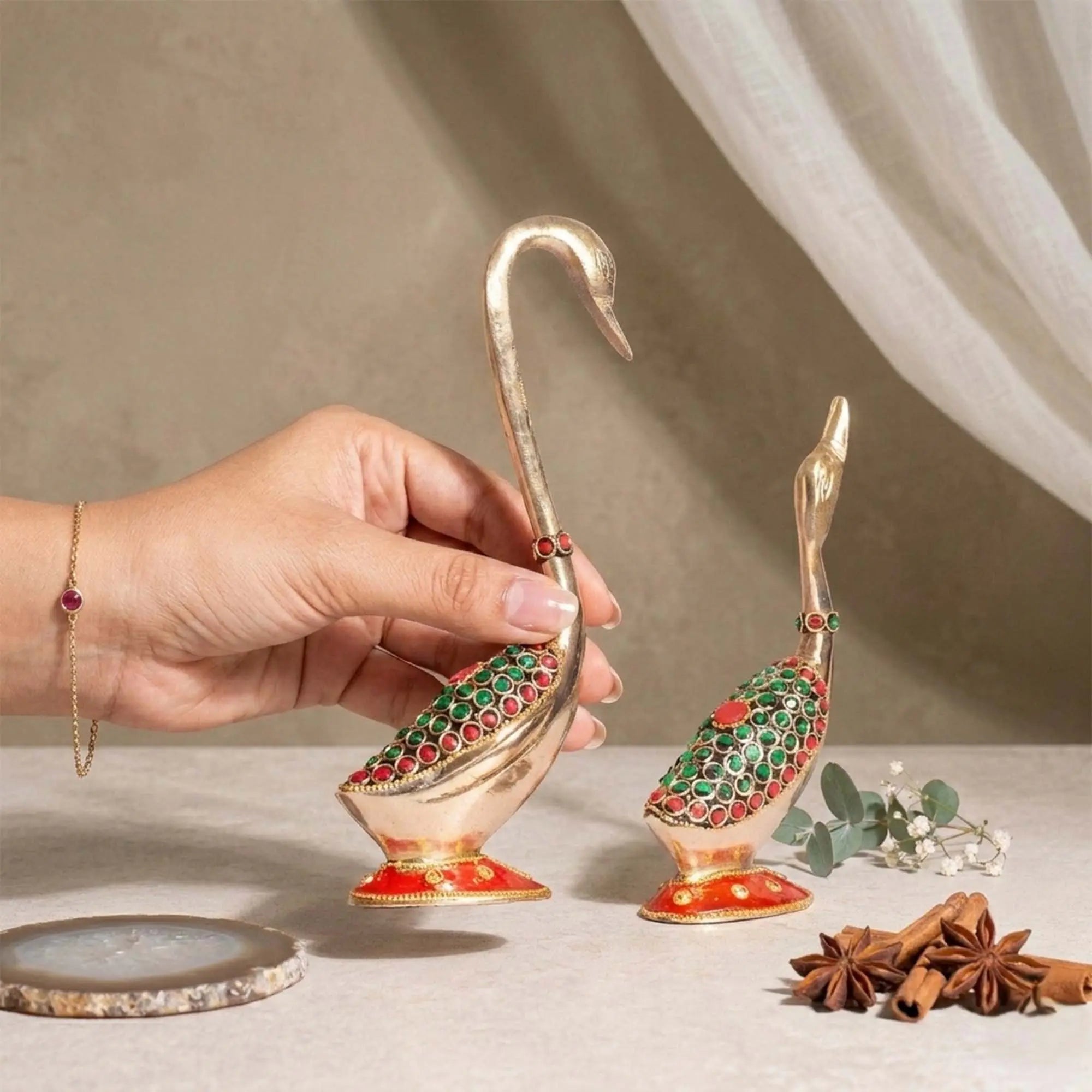 Antique Brass Swan & Duck Decorative Combo