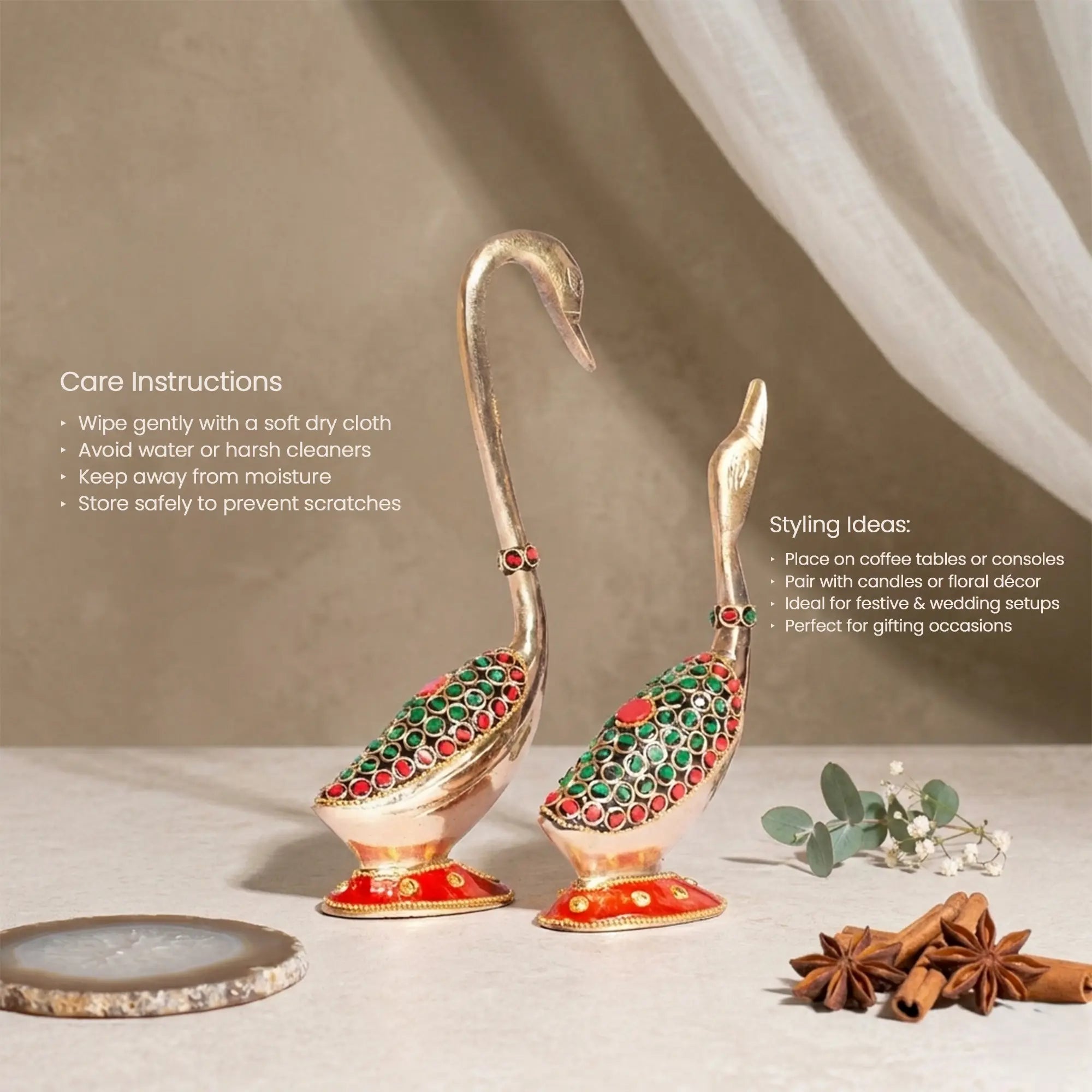 Antique Brass Swan & Duck Decorative Combo