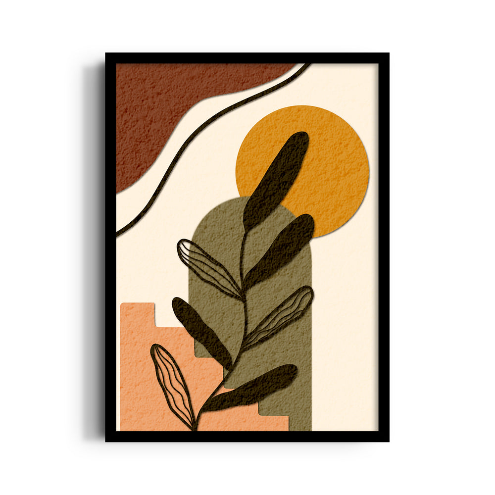 Textured Abstract Botanical Arch - Boho Modern Wall Art