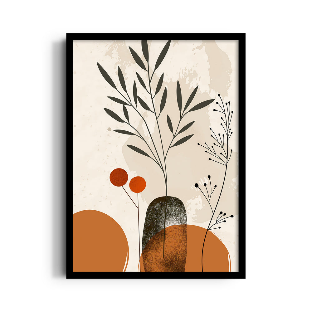 Boho Minimal Botanical Vase – Boho Modern Wall Art