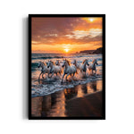 Golden Hour Gallop - 7 Horses Wall Art