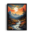 Autumn Moonlit Mountain Stream - Landscape Modern Wall Art
