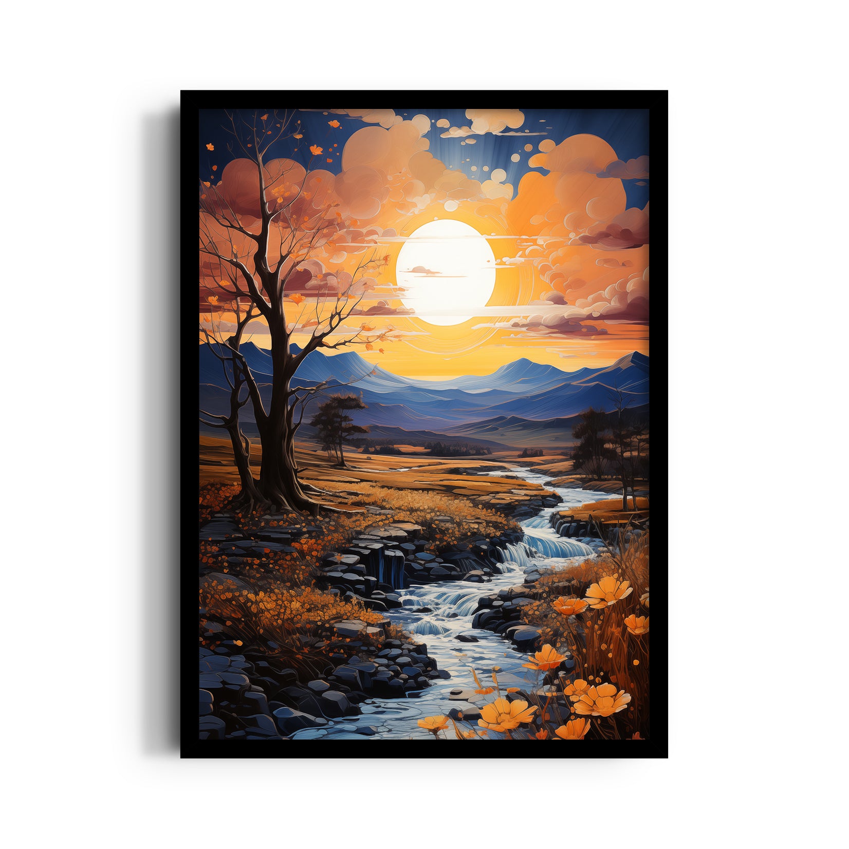 Golden Autumn River Valley - Landscape Modern Wall Art