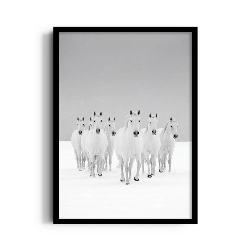 Arctic Frost Gallop — 7 Horses Vastu Art