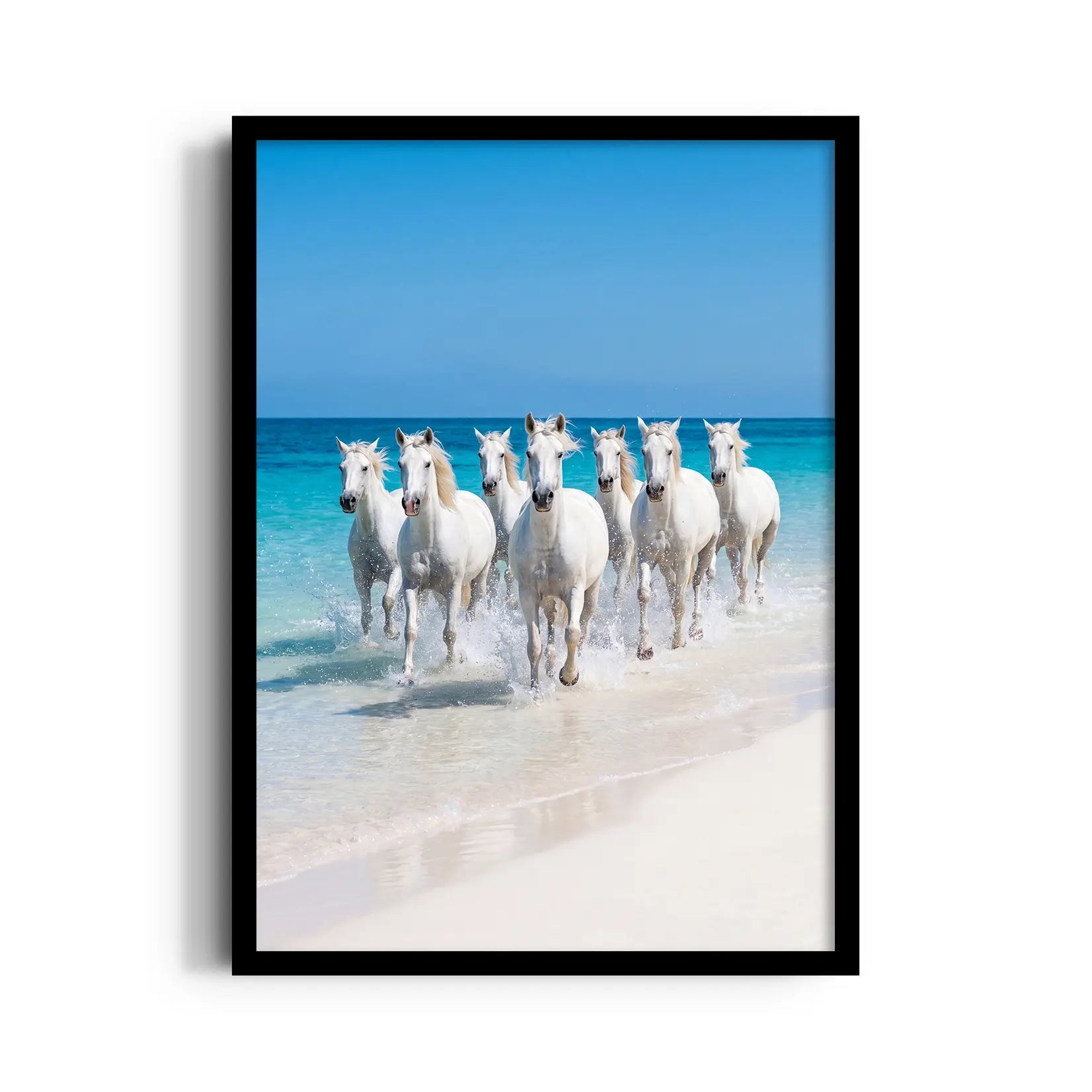 Azure Shoreline Sprint — 7 Horses Vastu Art