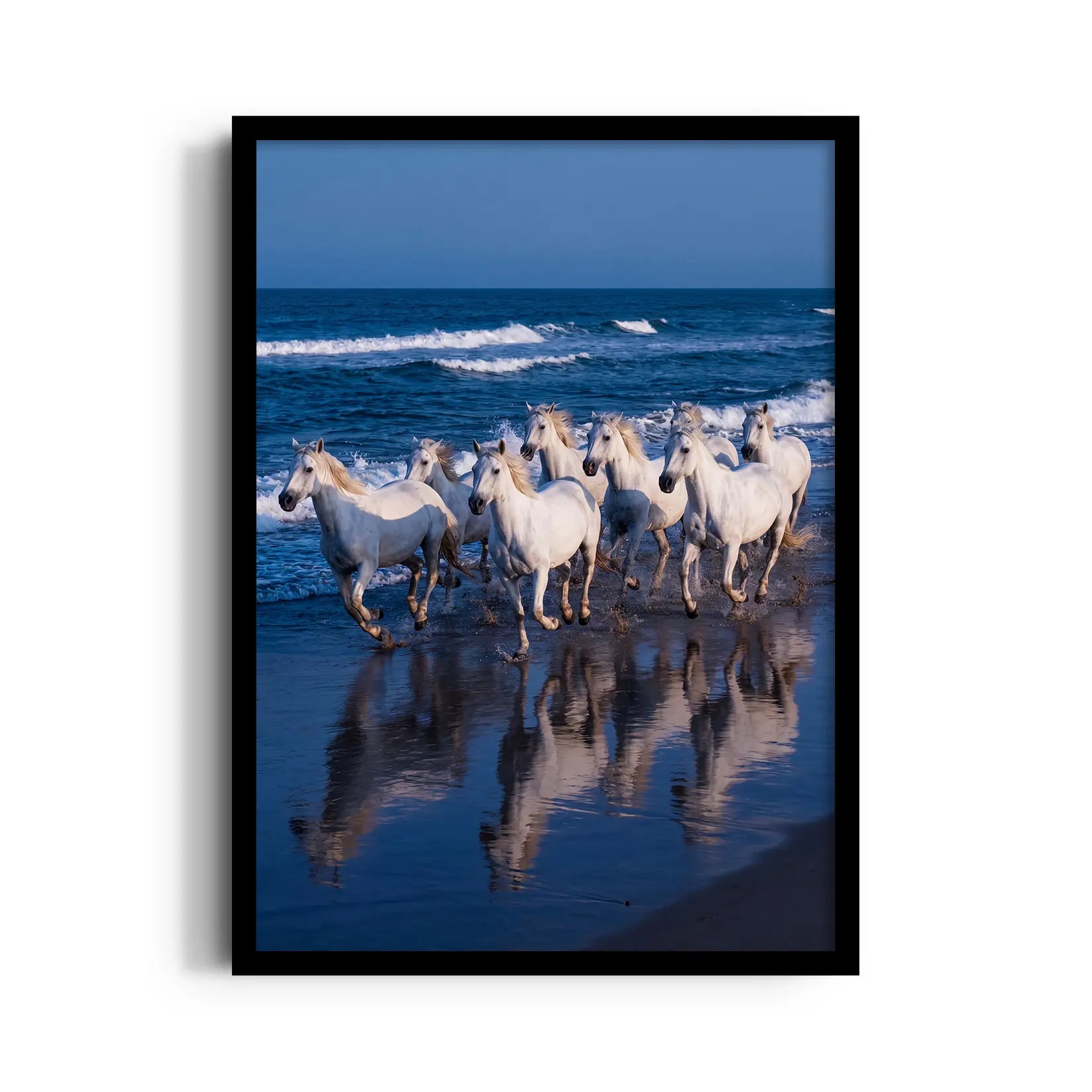 Azure Reflection Gallop - 7 Horses Wall Art