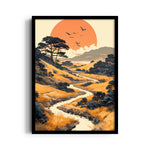 Golden River Sunset Path – Landscape Modern Wall Art - Pillow Fights