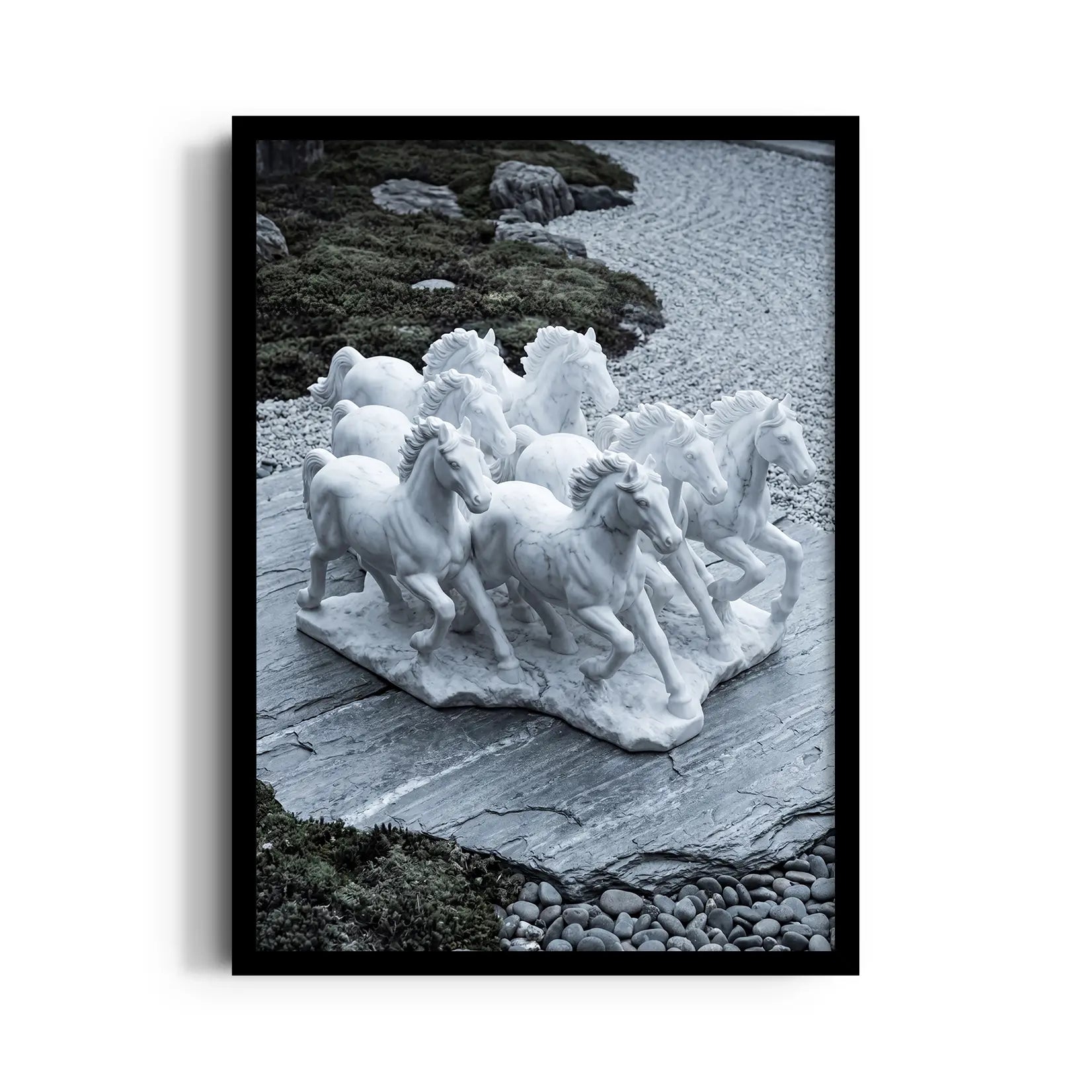 Marble Zen Gallop - 7 Horses Wall Art