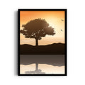 Amber Horizon Lone Tree – Landscape Modern Wall Art
