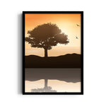 Amber Horizon Lone Tree – Landscape Modern Wall Art - Pillow Fights