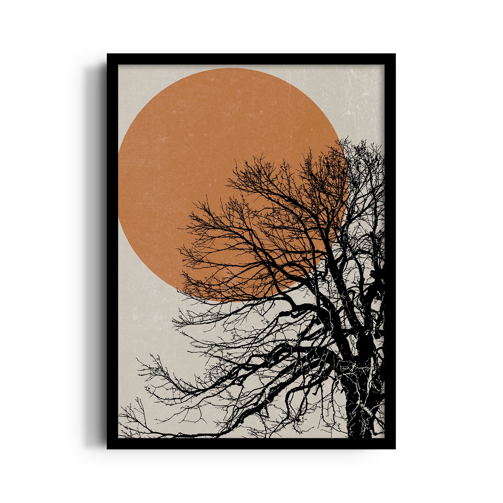 Amber Sun Bare Tree - Landscape Modern Wall Art
