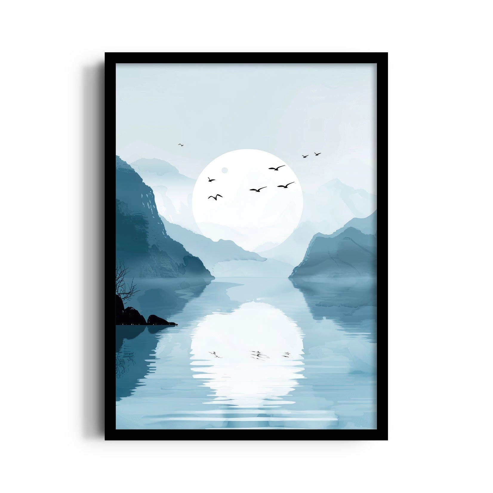 Silent Moonlake Mist - Landscape Modern Wall Art