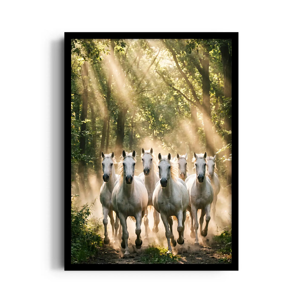 Enchanted Forest Gallop — 7 Horses Vastu Art