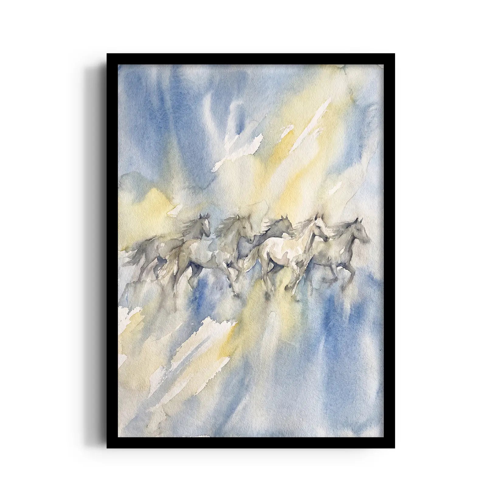 Watercolor Sky Motion — 7 Horses Vastu Art