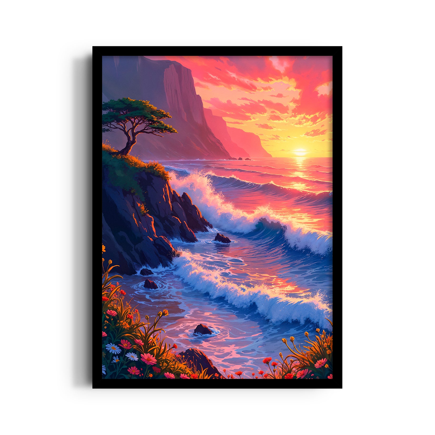 Crimson Tide Coastal Sunset - Landscape Modern Wall Art
