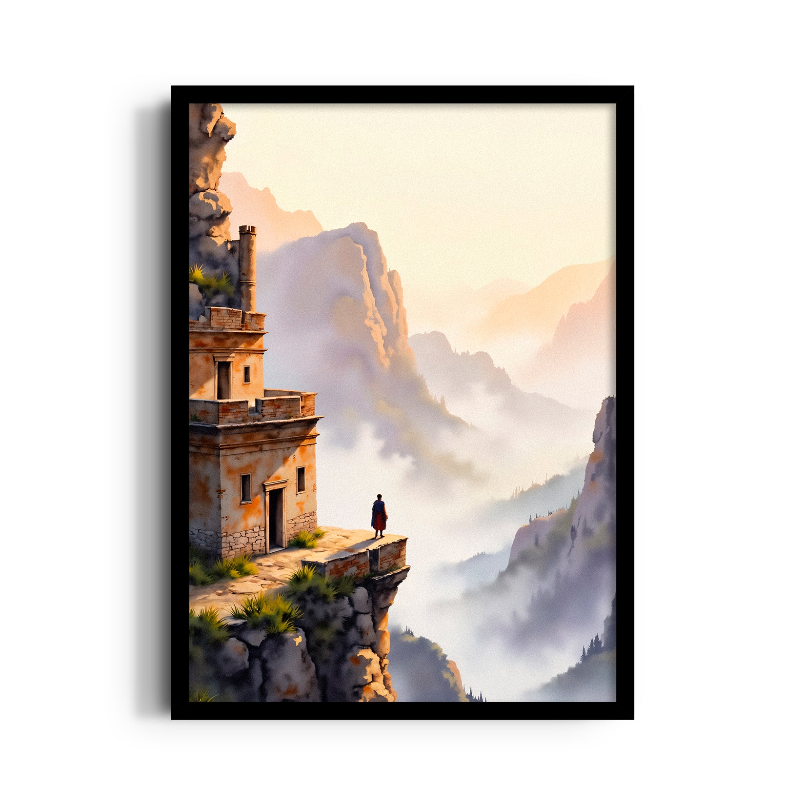 Cliffside Sanctuary Vista – Landscape Modern Wall Art - Pillow Fights