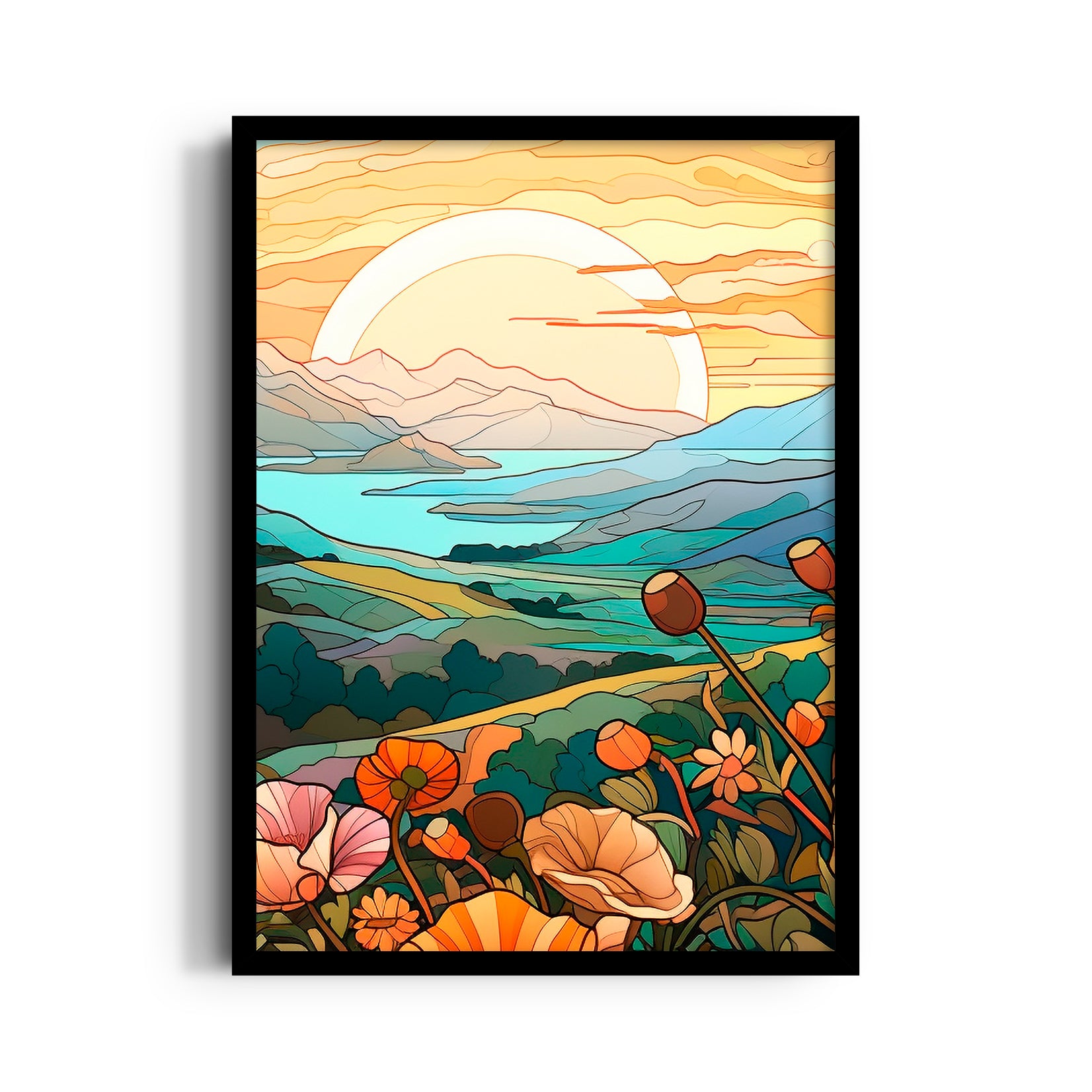 Sunrise Blossom Valley - Landscape Modern Wall Art