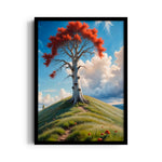 Scarlet Crown Hilltree – Landscape Modern Wall Art - Pillow Fights