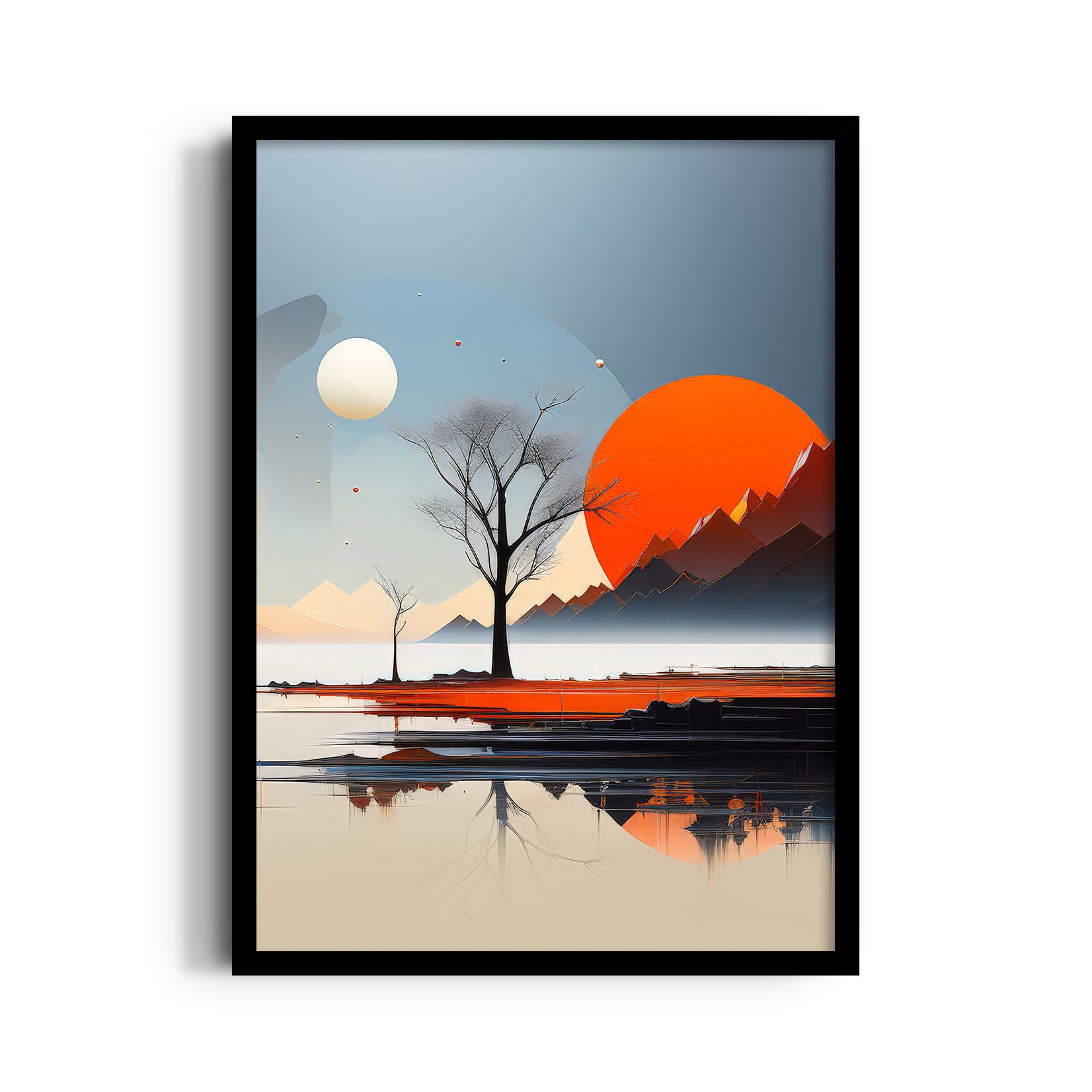 Twin Suns Silent Lake - Landscape Modern Wall Art