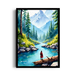 Serene Mountain River View – Landscape Modern Wall Art - Pillow Fights