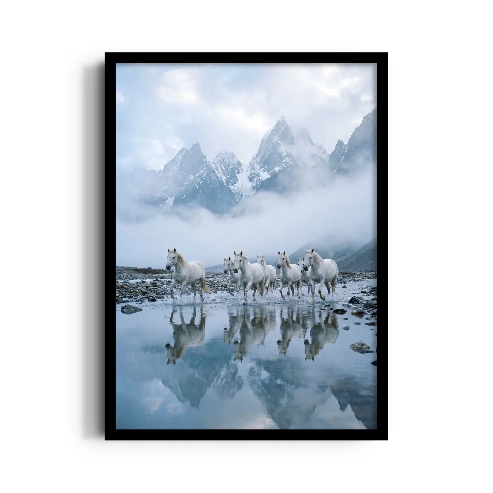 Alpine Reflection Surge — 7 Horses Vastu Art