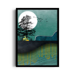 Emerald Moon Deer Haven – Landscape Modern Wall Art - Pillow Fights