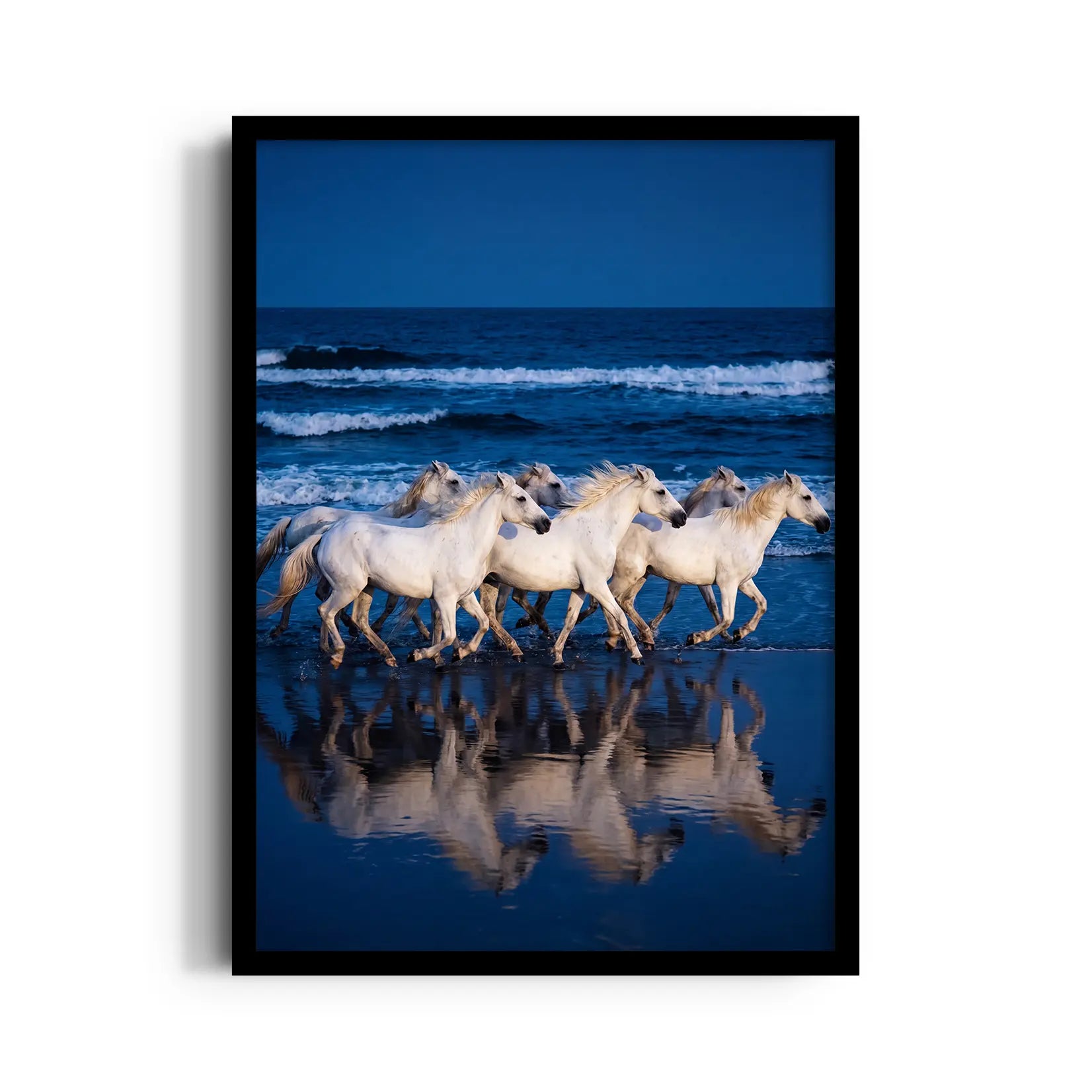 Cobalt Wave Gallop - 7 Horses Wall Art