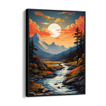 Autumn Moonlit Mountain Stream - Landscape Modern Wall Art - Pillow Fights