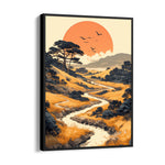 Golden River Sunset Path – Landscape Modern Wall Art - Pillow Fights
