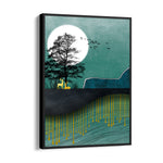 Emerald Moon Deer Haven – Landscape Modern Wall Art - Pillow Fights